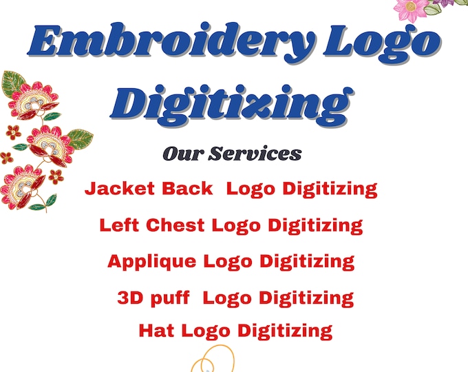 Custom Embroidery Digitizing, Logo Digitizing, Embroidery Digitizing Service, Image Digitizing Embroidery, Custom Digitize, Custom Patches