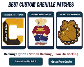 Chenille Leather Patches, Colorful Chenille Patches, Varsity Letters, Letterman Patches, Custom Chenille Embroidery Patches,Chenille Patch