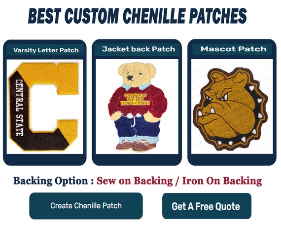 Large Chenille Sport Back Letterman Jacket Custom Patch made in