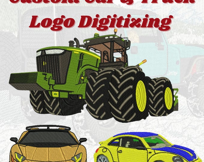 Custom Car & Truck  Embroidery Logo Digitizing, BMW Embroidery Designs, Ford, Sport Car Embroidery Designs, Car outline logo digitizing