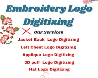 Digitaliseringstjänst för anpassade broderier – Digitalisering av logotyper, bild till DST-, PES- och EMB-filer