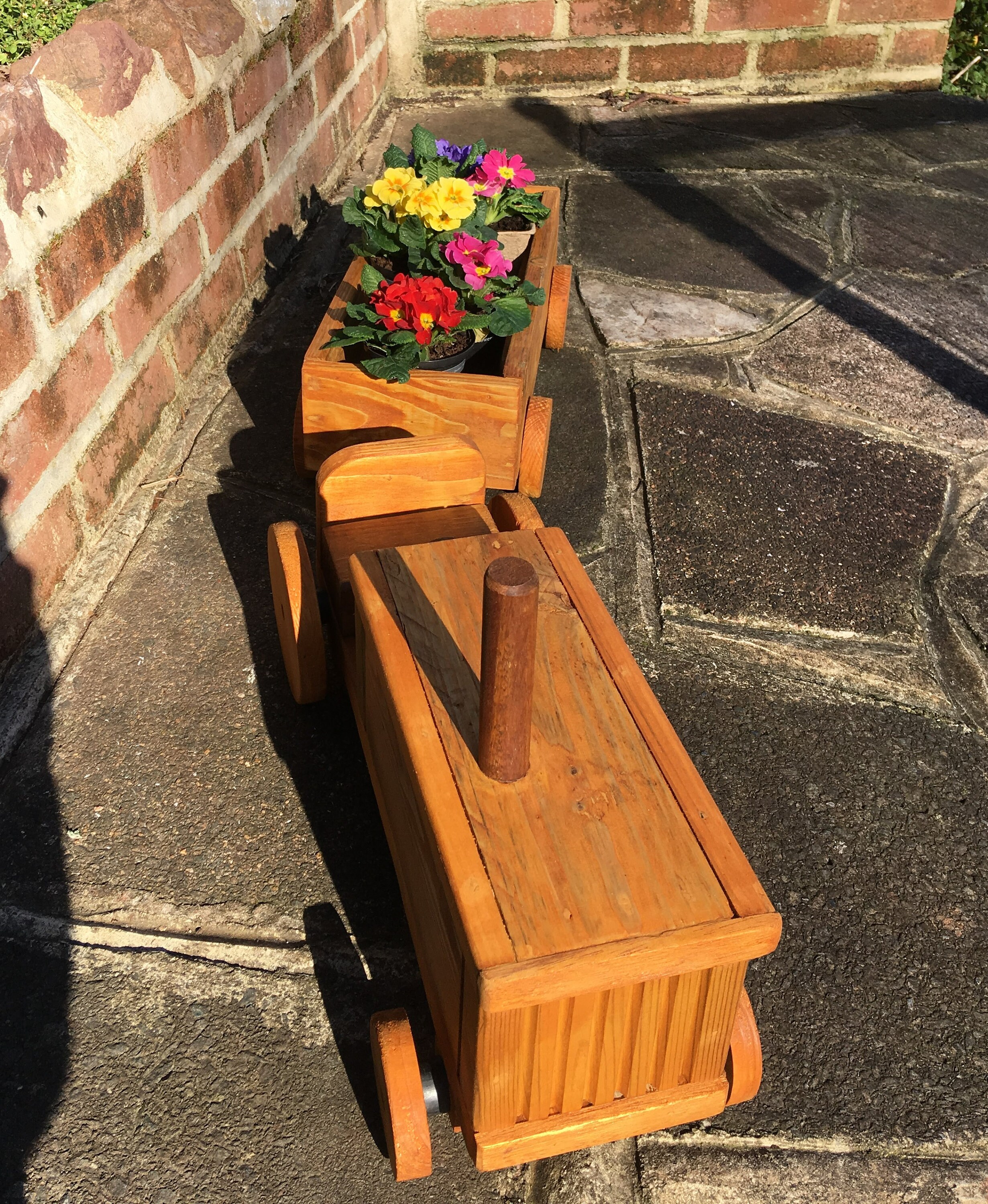 Large Wooden Planter Tractor & Trailer Reclaimed Upcycled Wood Etsy