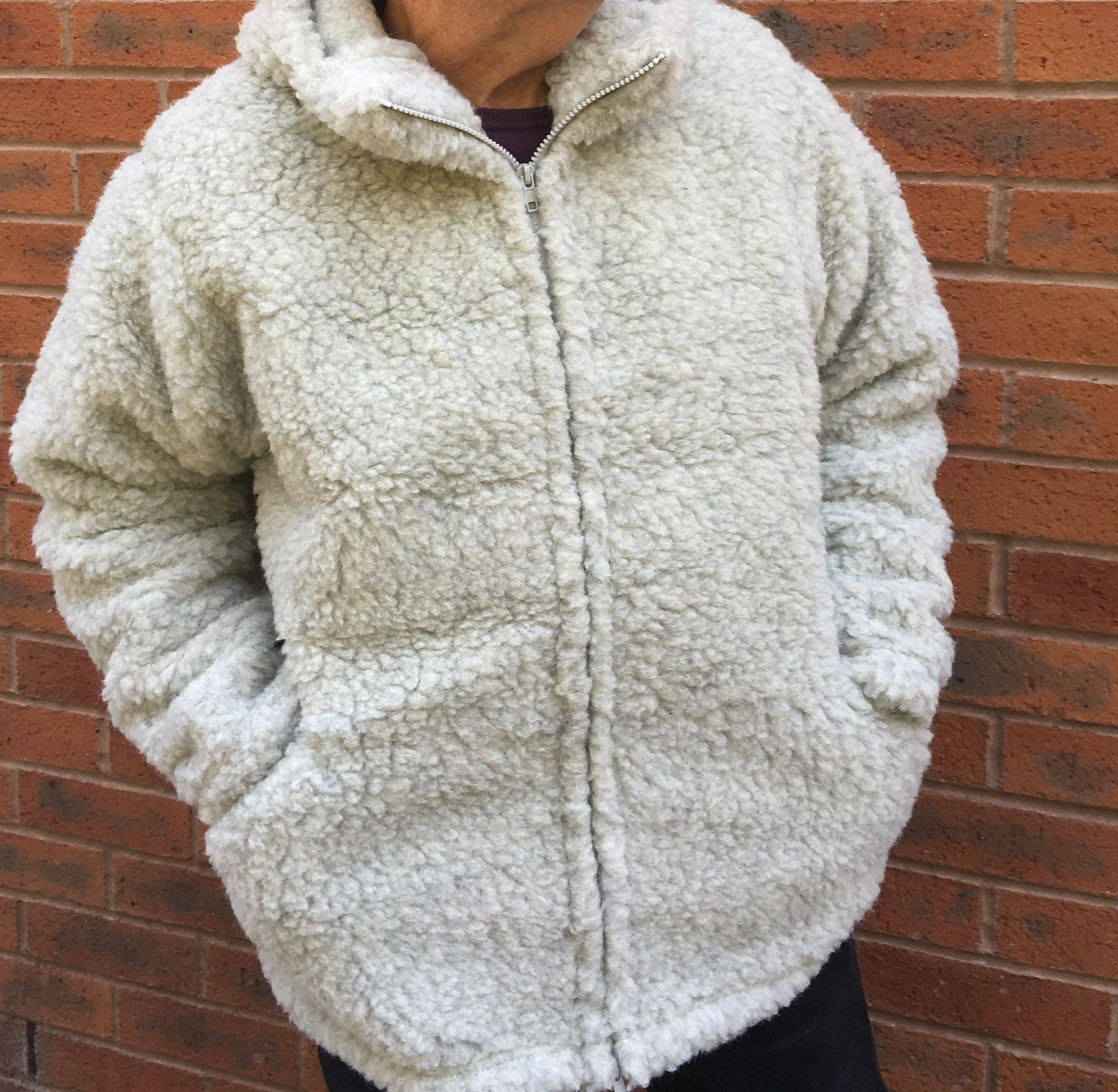 Lambs Wool Jacket With Hood ~ Natural Woollen Womens Mens Lambs Wool Jacket With Hood ~ Natural Woollen Womens Mens