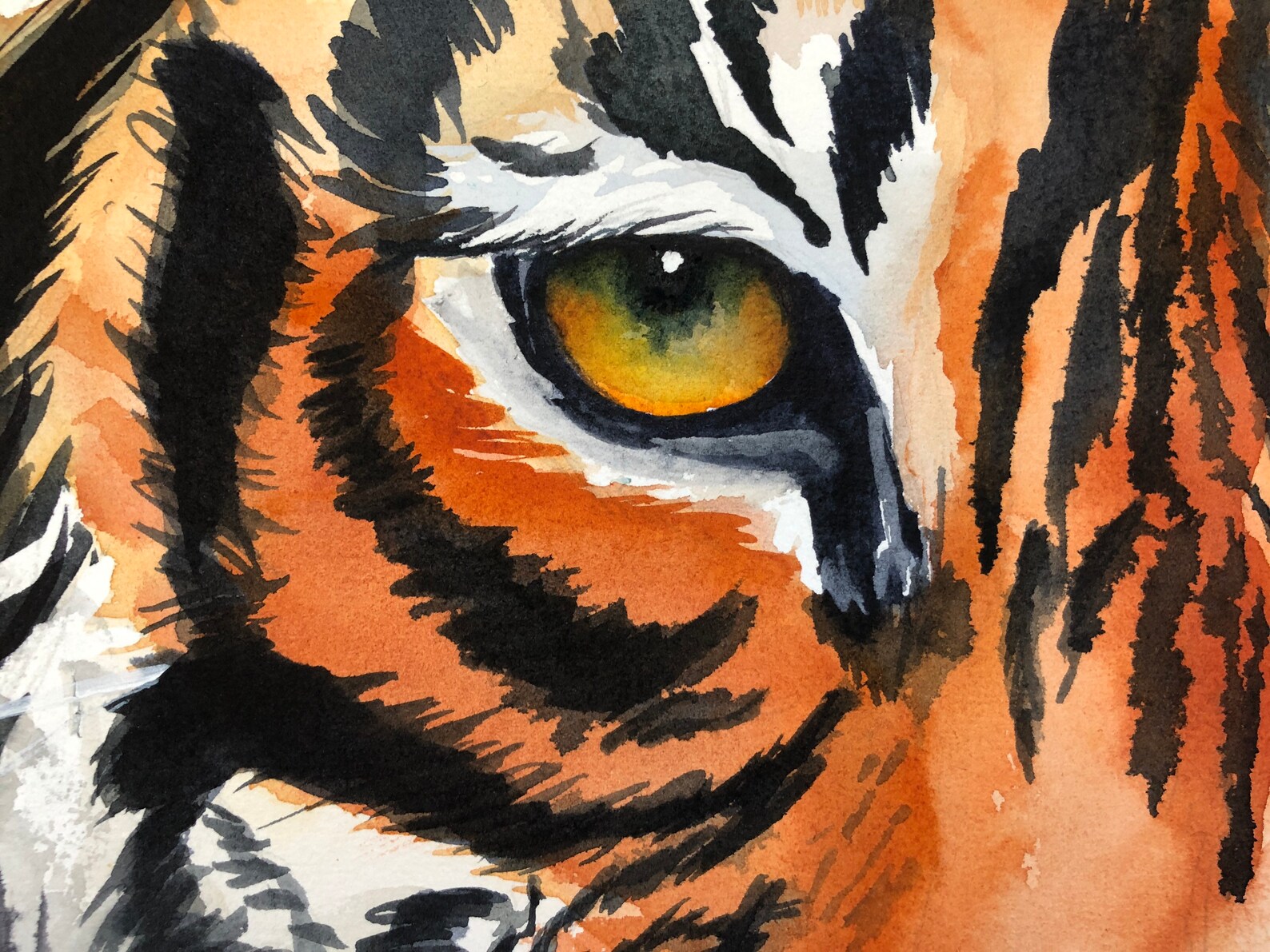 Tiger Painting Original Watercolor Wild Cats Art Wildlife Wall Etsy