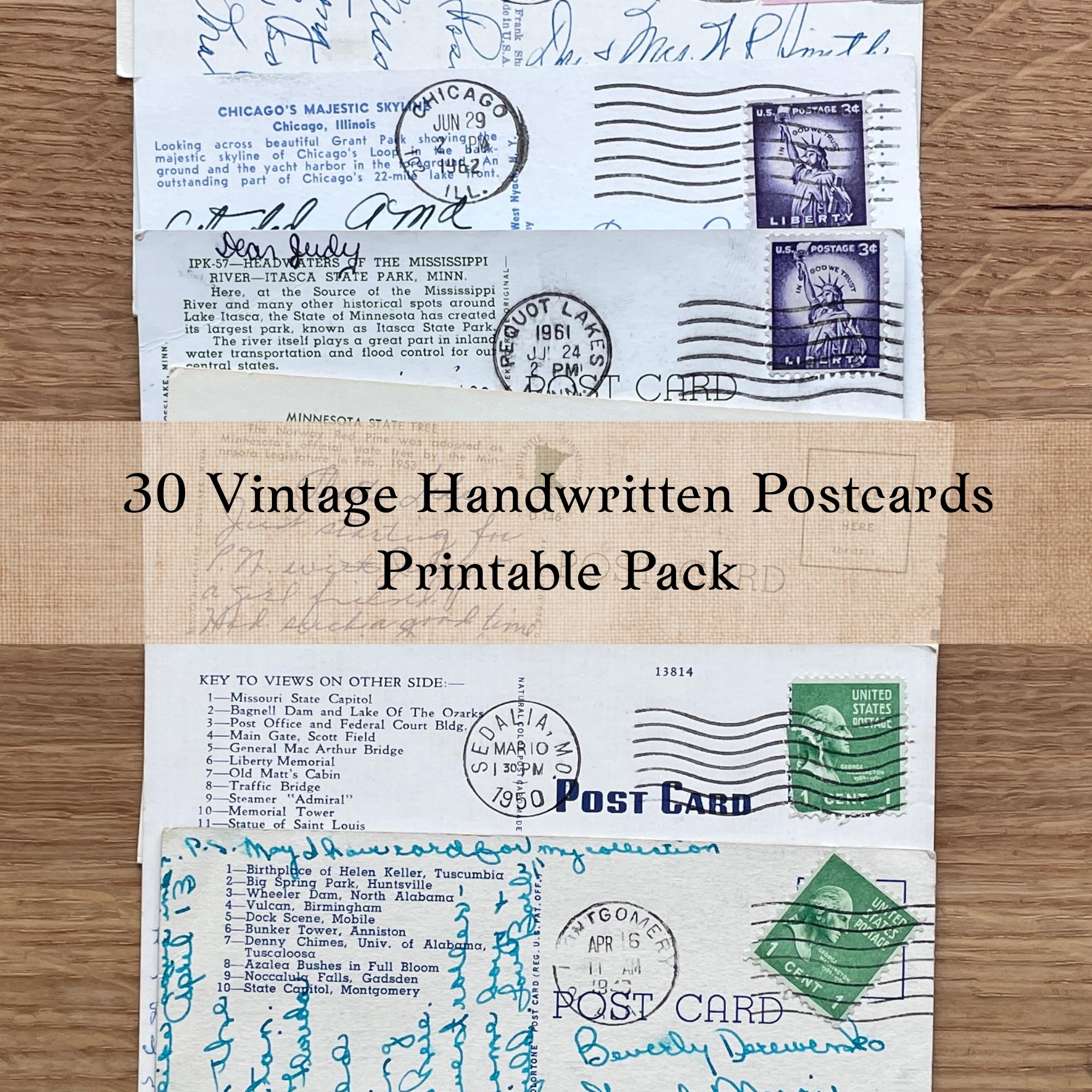 Vintage Handwritten Postcards | Antique Script Ephemera | Junk Journal ...