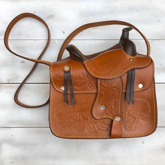 Saddle Purse Western Leather Purse Vintage Handbag