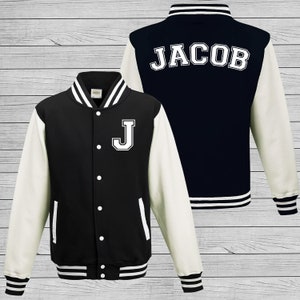 Personalised Kids & Adults Varsity Jacket - Personalised with name and Initial - Baseball style Jacket - Kids Jacket -  Unisex Jacket