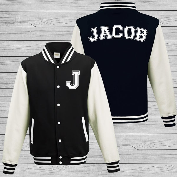 Giacca Varsity personalizzata per bambini e adulti - Personalizzata con nome e iniziale - Giacca stile baseball - Giacca per bambini - Giacca unisex