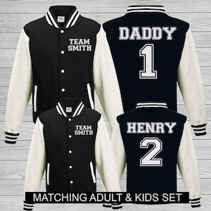 Personalised Varsity Jacket - 6 colours - Personalised with Team Surname & Est Year- Baseball style Jacket - Kids Jacket