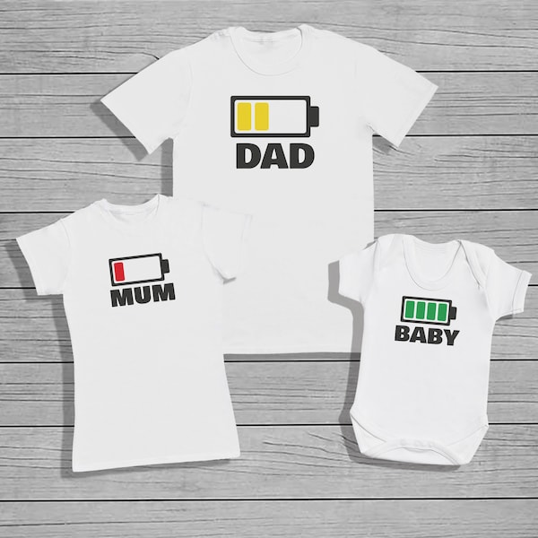 Diseño de batería para papá, mamá y bebé - Crea tu propia camiseta para hombres y bodysuit para bebés - VENDIDO POR SEPARADO. Padre Madre y Bebé Match