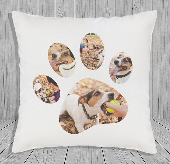 Personalised Dog Photo Collage Cushion Cover - White - Photo Cushion, Gift, Printed Cushion, Birthday, Dogs,