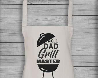 Dad Grill Master - Tablier - Couleur naturelle - Cadeau de cuisine, Tablier imprimé, Cadeaux de mariage, Cadeaux de la fête des Pères, Cadeau d’anniversaire