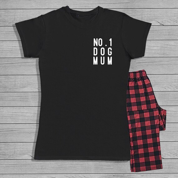 No.1 Dog Mum - Mums - Ladies - Pyjama Set with T-shirt and Bottoms - Valentines- Gifts