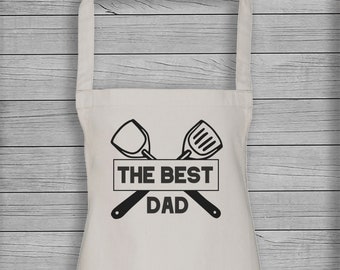 Le meilleur papa - Tablier - Couleur naturelle - Cadeau de cuisine, tablier imprimé, cadeaux de mariage, cadeaux de fête des pères, cadeau d’anniversaire