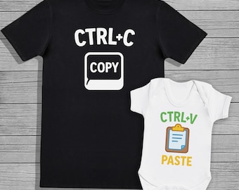 CTRL V PASTE - bijpassende romper met T-shirtset - babycadeau, romper, kledingset, bijpassende tops vader en baby, cadeau nieuwe vader