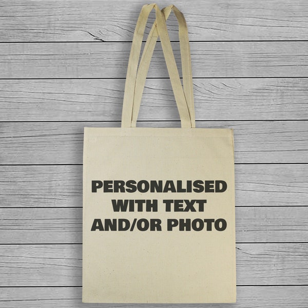 PERSONALISED Cotton Carrier Bag - Natural Colour - Personalised Tote Bag, Personalised Bag, Tote Shopping Bag, Personalised Shopping Bag