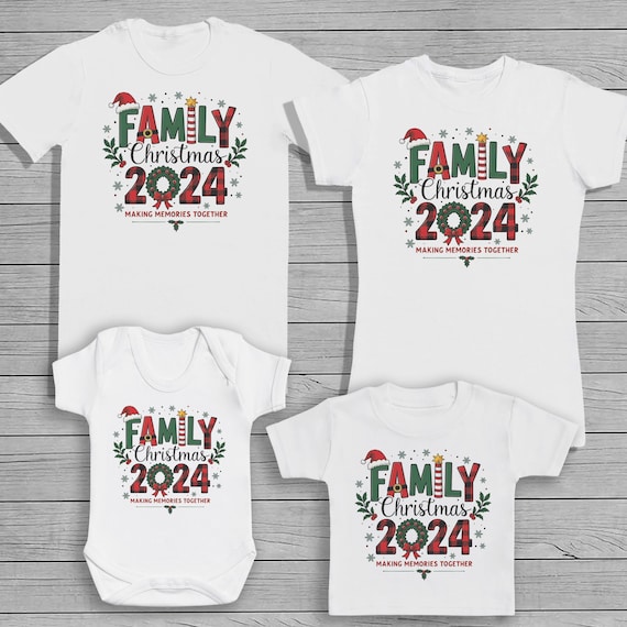 Family Christmas and Year - Christmas T-Shirt or Baby Bodysuit. Mens, Womens and Baby. Each Sold Separately.