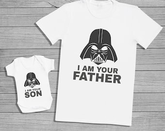 I Am Your Father and I Am Your Son Mens T-shirt and Baby Bodysuit - Baby Bodysuit & Mens T-Shirt Set - Baby Gift, Clothing Set - WHITE