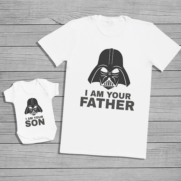 I Am Your Father and I Am Your Son Mens T-shirt and Baby Bodysuit - Baby Bodysuit & Mens T-Shirt Set - Baby Gift, Clothing Set - WHITE