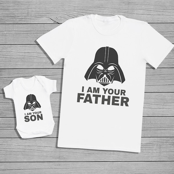Io sono tuo padre e io sono tuo figlio T-shirt da uomo e body per neonati - Set body per neonati e T-shirt da uomo - Regalo per neonati, set di abbigliamento - BIANCO