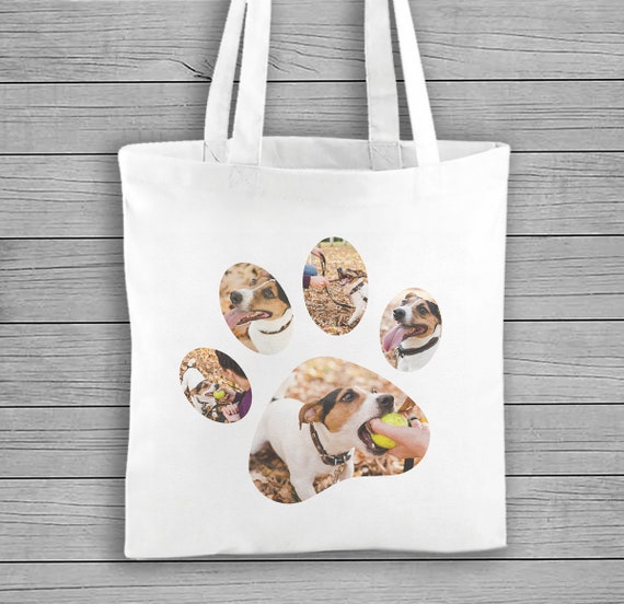 Personalised Dog Photo Collage Cotton Carrier Bag - White Colour - Personalised Tote Bag, Personalised Bag, Tote Shopping Bag, Birthday Gift
