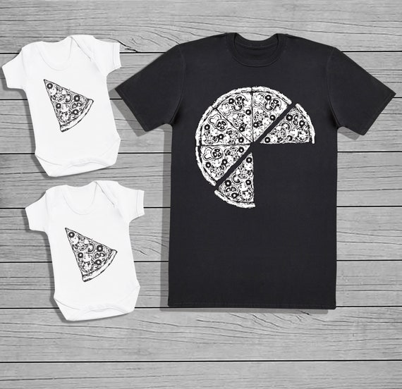 Pizza and Pizza Slices - Twin Baby Bodysuit & Mens T-Shirt Set - Baby Gift, Baby Bodysuit, Clothing Set