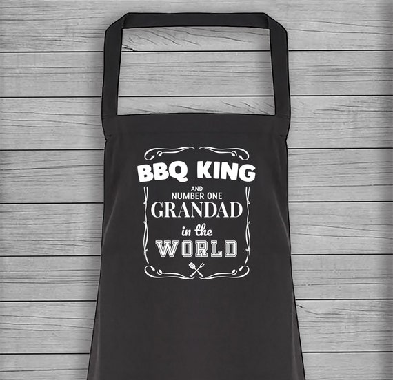 BBQ King & Number One Grandad In The World - Kitchen Apron - Kitchen Gift, Printed Apron, Fathers Day Gift - Gift For Grandad