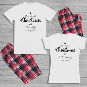 Our Fist Christmas As Mummy & Daddy Matching His and Hers Pyjama Set with T-shirt and Bottoms SOLD SEPARATELY -  Christmas - Gifts