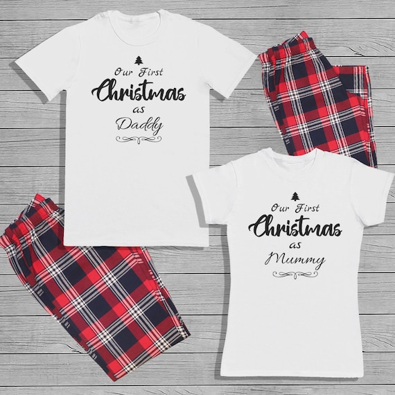 Our Fist Christmas As Mummy & Daddy Matching His and Hers Pyjama Set with T-shirt and Bottoms SOLD SEPARATELY -  Christmas - Gifts