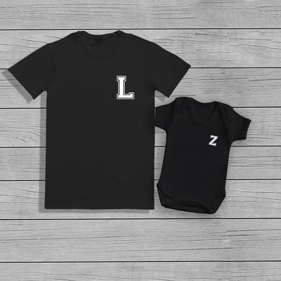 Personalised Initials  Mens T-shirt and Baby Bodysuit - Baby Bodysuit & Mens T-Shirt Set - Baby Gift, Clothing Set