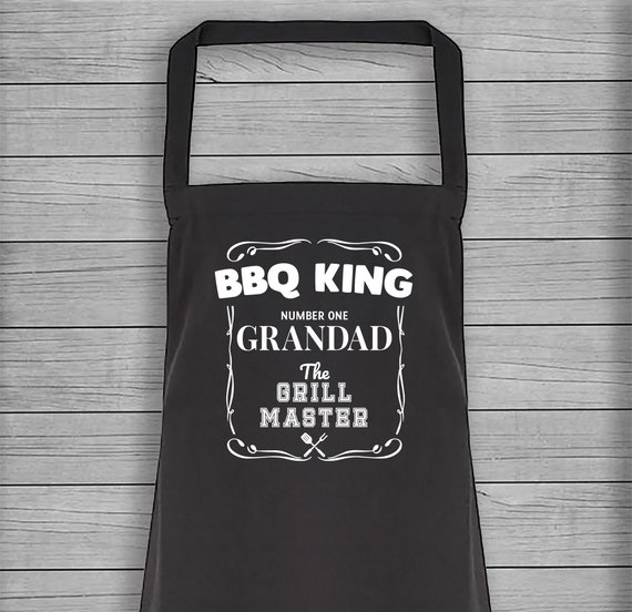 BBQ King, Number One Grandad - The Grill Master - Kitchen Apron - Kitchen Gift, Printed Apron, Fathers Day Gift - Gift For Grandad