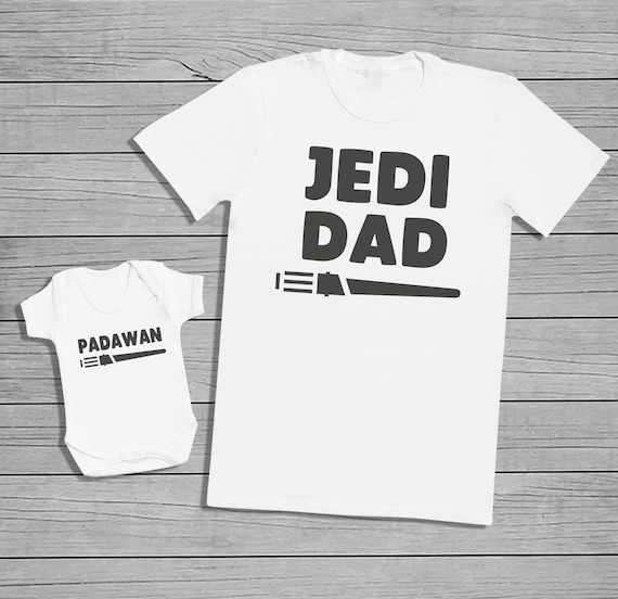 Jedi Dad and Padawan Dad and Baby Matching set - Mens T-shirt and Baby Bodysuit - Baby Bodysuit & Mens T-Shirt Set - Baby Gift, Clothing Set