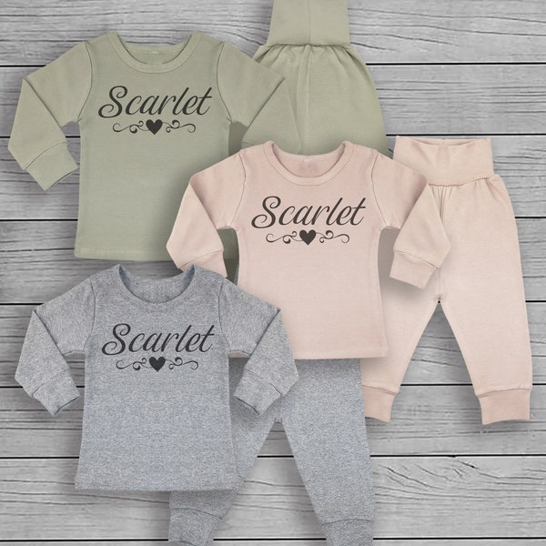 Name And Hearts - Baby Lounge Set - Baby Gift, Baby Clothing, Tracksuit , Baby Gift