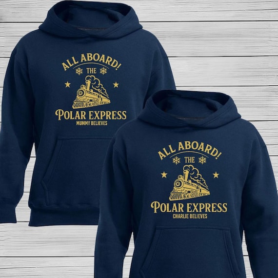Personalised Polar Express Christmas Jumpers & Hoodies – Matching Family Christmas Outfits – Cosy Festive Jumper for All Ages