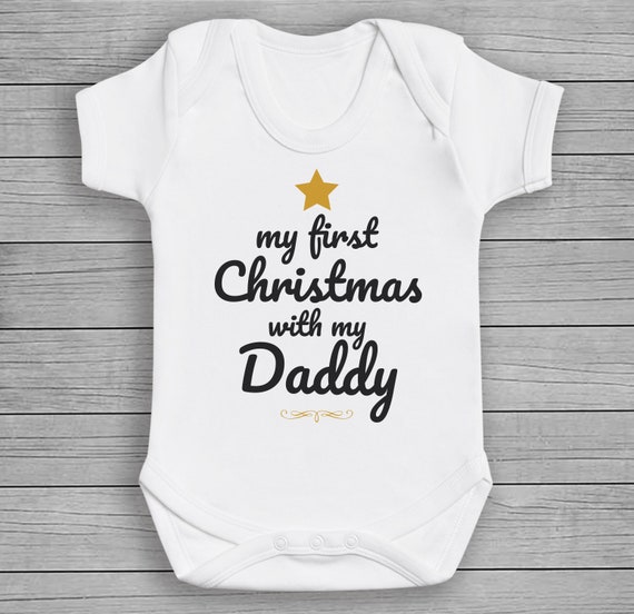 First Christmas With Daddy - Baby Bodysuit - Baby Gift, Baby Vest, Baby Gift, Baby, Sold Individually