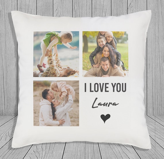 Personalised Photo Collage Cushion Cover - White - Photo Cushion, Gift, Printed Cushion, Fathers Day, Mothers Day, Birthday, Anniversary