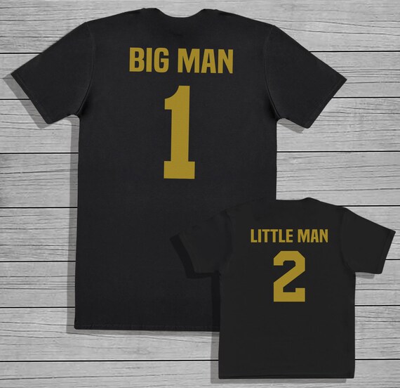 Big Man and Little Man in Gold - Baby T-Shirt or Bodysuit & Mens T-Shirt Set - Baby Gift, Baby Bodysuit, Clothing Set