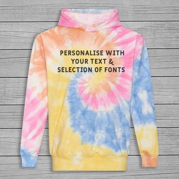 PERSONALISED with choice of fonts - Personalised Tie Dye Hoodie - Unisex Tie Dye Hoodie - Personalised Hoodie - Personalised Gift