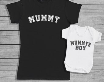 Mummy and Mummys Boy - Mum and Baby Matching set - Womens T-shirt and Baby Bodysuit - Baby Bodysuit - T-Shirt Set - Baby Gift, Clothing Set