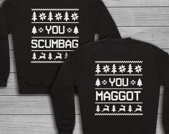 Novelty Twinning - Matching Christmas Black Sweater Set For Him Her  - Couple Matching - Christmas Sweater, Christmas Jumper -