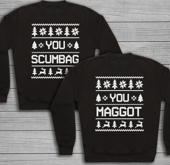 Novelty Twinning - Matching Christmas Black Sweater Set For Him Her  - Couple Matching - Christmas Sweater, Christmas Jumper -