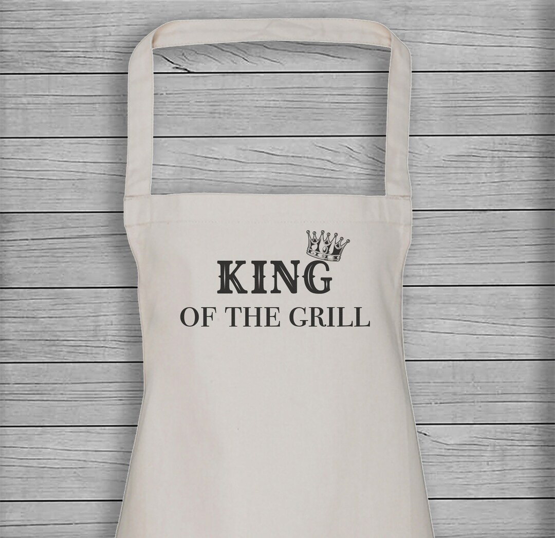 King of the Grill Kitchen Apron Natural Colour Kitchen Gift, Printed
