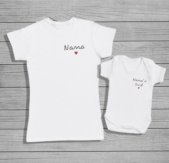 Nana and Nana's Girl  - Baby Bodysuit & Womens T-Shirt Set - Baby Gift, Baby Bodysuit, Clothing Set