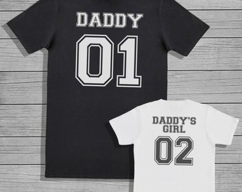 Daddy 01 and Daddys Girl 02 - Baby T-Shirt or Bodysuit & Mens T-Shirt Set - Baby Gift, Baby Bodysuit, Clothing Set