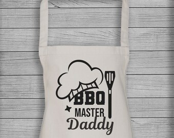 BBQ Master Daddy - Tablier - Couleur naturelle - Cadeau de cuisine, Tablier imprimé, Cadeaux de mariage, Cadeaux de la fête des Pères, Cadeau d’anniversaire