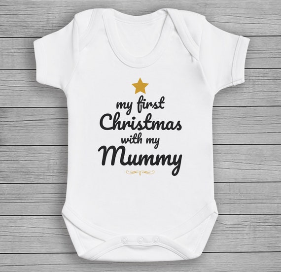 First Christmas With Mummy- Baby Bodysuit - Baby Gift, Baby Vest, Baby Gift, Baby, Sold Individually