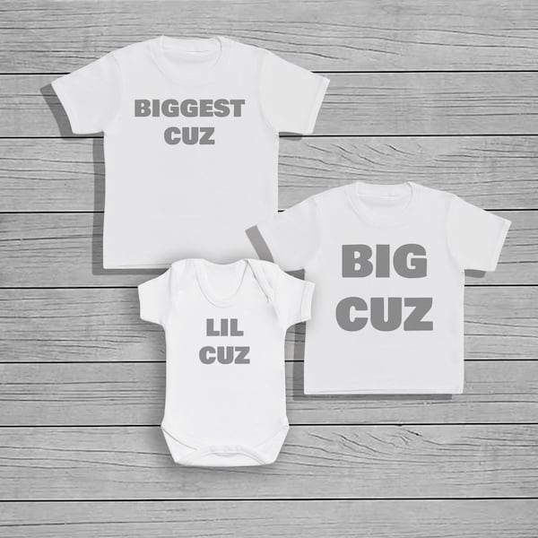 Biggest Cuz, Big Cuz, Lil Cuz - Kids T-Shirts- Baby T-Shirt, Cousin Matching, Baby Bodysuit, Baby Gift, Baby Top, Kids Clothing, Kids Match