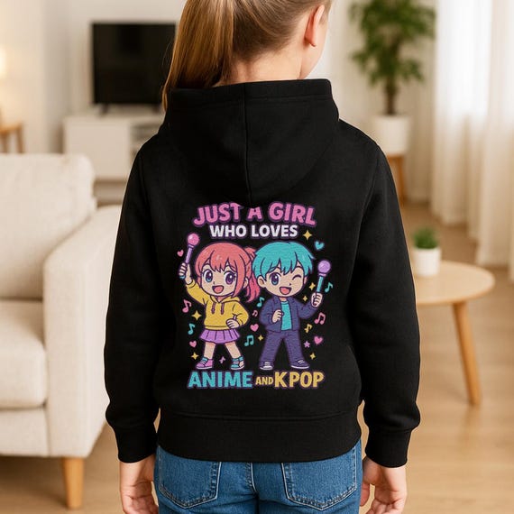 Just a Girl Who Loves Anime And K-Pop - Kids KPOP Hoodie - Unisex kids and adults hoodie - Cute Kpop hoodie