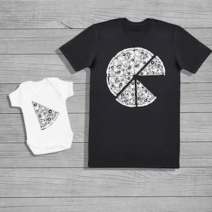 Pizza and Pizza Slice - Baby Bodysuit & Mens T-Shirt Set - Baby Gift, Baby Bodysuit, Clothing Set
