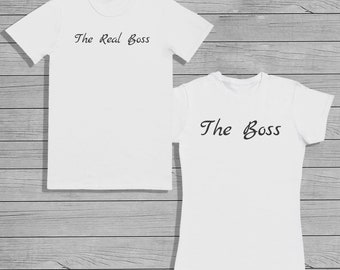 The Boss & The Real Boss Matching Couple T-Shirt Set - His and Hers, Valentines Day, Couples Gift, His and His, Hers and Hers, Wedding,